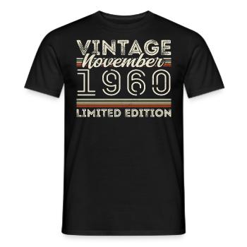 Né en novembre 1960 Anniversaire novembre 1960 - T-shirt homme - noir - Devant - AI Model Male 178 light (178cm)