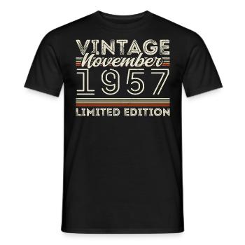 Jahrgang November 1957 Geburtstag November 1957 - Männer T-Shirt - Schwarz - Vorne - AI Model Male 178 light (178cm)