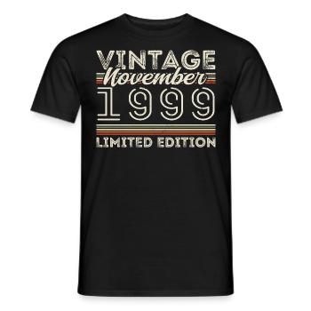 Vintage November 1999 Birthday November 1999 - Men's T-Shirt - black - Front - AI Model Male 178 light (178cm)