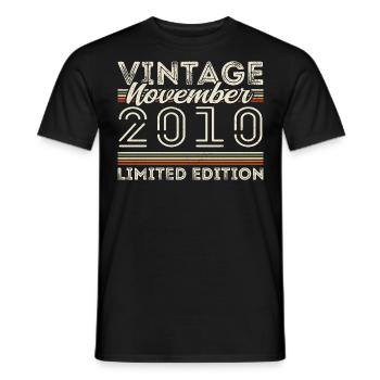 Vintage November 2010 Birthday November 2010 - Men's T-Shirt - black - Front - AI Model Male 178 light (178cm)