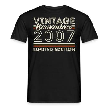 Millésime Novembre 2007 Anniversaire Novembre 2007 - T-shirt homme - noir - Devant - AI Model Male 178 light (178cm)