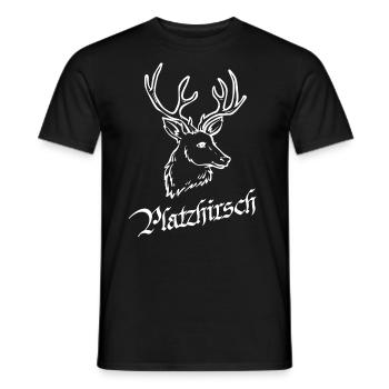 Platzhirsch JGA Tracht Lederhosn wandern Geweih - Männer T-Shirt - Schwarz - Vorne - AI Model Male 178 light (178cm)