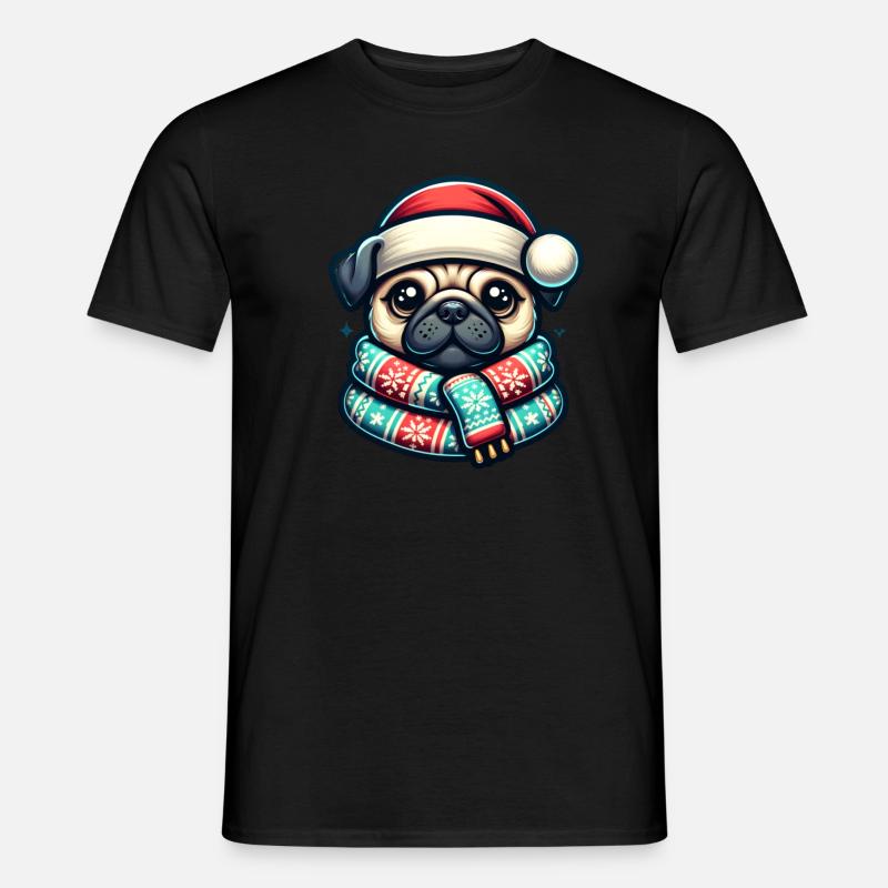 Weihnachts-Mops - Männer T-Shirt - Schwarz