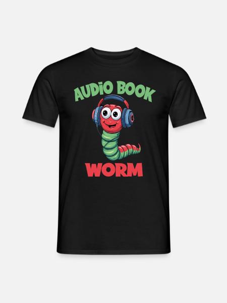 Audio Book Worm Hörbuch Hörspiel für Hörbuch - Männer T-Shirt - Schwarz