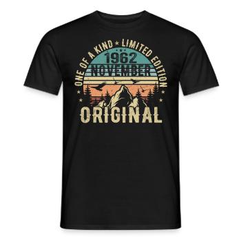 Cadeau d’anniversaire Novembre 1962 - Novembre 1962 - T-shirt homme - noir - Devant - AI Model Male 178 light (178cm)