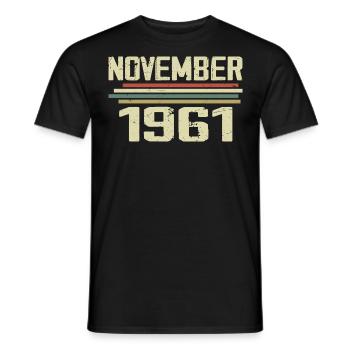 Millésime Novembre 1961 vintage rétro Novembre 1961 - T-shirt homme - noir - Devant - AI Model Male 178 light (178cm)