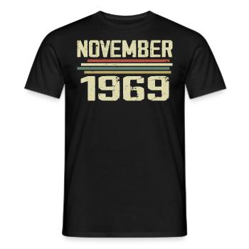 Vintage November 1969 vintage retro November 1969 - Men's T-Shirt - black - Front - AI Model Male 178 light (178cm)