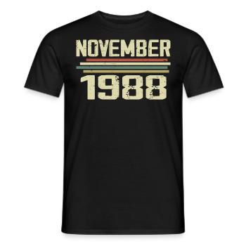 Vintage November 1988 Vintage Retro November 1988 - Men's T-Shirt - black - Front - AI Model Male 178 light (178cm)