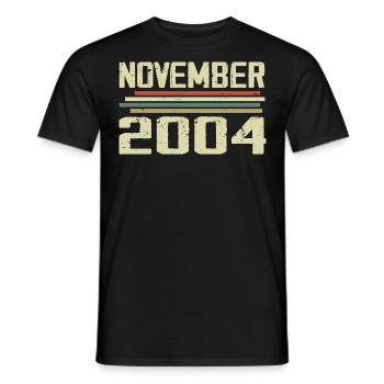 Millésime Novembre 2004 Millésime rétro Novembre 2004 - T-shirt homme - noir - Devant - AI Model Male 178 light (178cm)