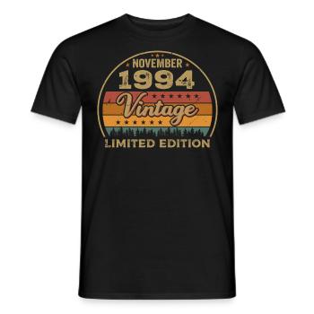 November 1994 - Geburtstagsgeschenk November 1994 - Männer T-Shirt - Schwarz - Vorne - AI Model Male 178 light (178cm)