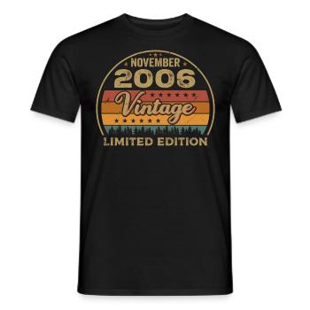 November 2006 - Geburtstagsgeschenk November 2006 - Männer T-Shirt - Schwarz - Vorne - AI Model Male 178 light (178cm)