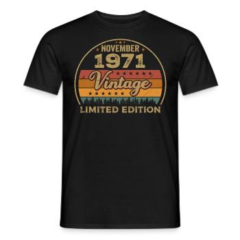 November 1971 - Birthday Gift November 1971 - Men's T-Shirt - black - Front - AI Model Male 178 light (178cm)