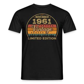 Novembre 1961 - Cadeau d’anniversaire Novembre 1961 - T-shirt homme - noir - Devant - AI Model Male 178 light (178cm)