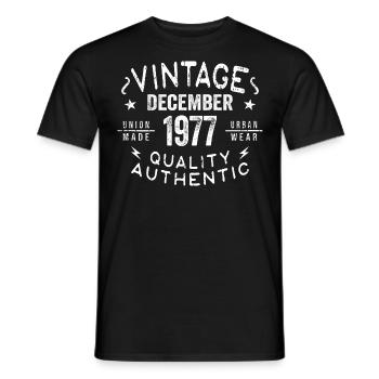 December 1977 - Great since December 1977 - Men's T-Shirt - black - Front - AI Model Male 178 light (178cm)