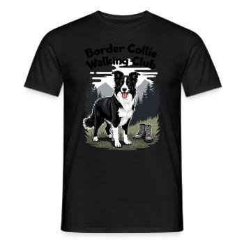 Border Collie Walking Club - Männer T-Shirt - Schwarz - Vorne - AI Model Male 178 light (178cm)