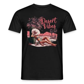 Sonnenuntergang Desert Vibes Urlaub Abenteuer - Männer T-Shirt - Schwarz - Vorne - AI Model Male 178 light (178cm)