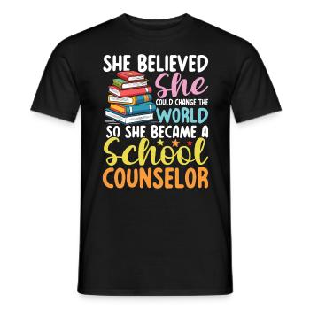 She Became A School Counselor für eine - Männer T-Shirt - Schwarz - Vorne - AI Model Male 178 light (178cm)