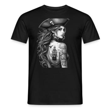 Vintage Piraten Abenteuer Kunstwerk - Männer T-Shirt - Schwarz - Vorne - AI Model Male 178 light (178cm)