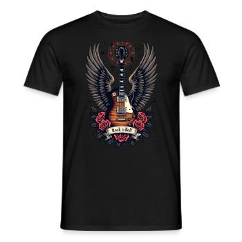 Rock and Roll Geflügelte Gitarre Kunst - Männer T-Shirt - Schwarz - Vorne - AI Model Male 178 light (178cm)