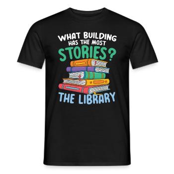 What Building Has The Most Stories The Library - Männer T-Shirt - Schwarz - Vorne - AI Model Male 178 light (178cm)