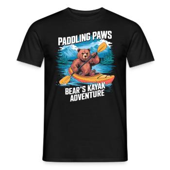 Paddling Paws Bear's Kayak Adventure - Männer T-Shirt - Schwarz - Vorne - AI Model Male 178 light (178cm)