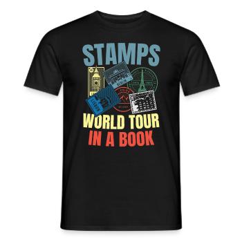 Stamps World Tour in a Book - Männer T-Shirt - Schwarz - Vorne - AI Model Male 178 light (178cm)
