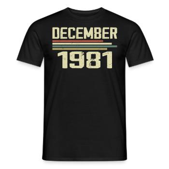 Décembre 1981 Vintage Vintage Rétro Anniversaire - T-shirt homme - noir - Devant - AI Model Male 178 light (178cm)