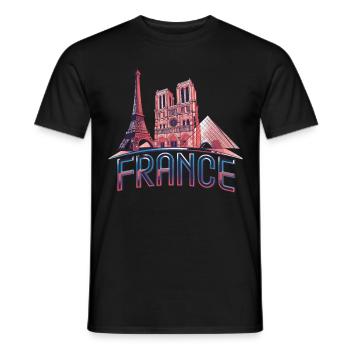 Frankreich Paris Eiffelturm Bonjour - Männer T-Shirt - Schwarz - Vorne - AI Model Male 178 light (178cm)