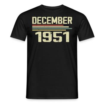 Décembre 1951 Vintage Vintage Rétro Anniversaire - T-shirt homme - noir - Devant - AI Model Male 178 light (178cm)