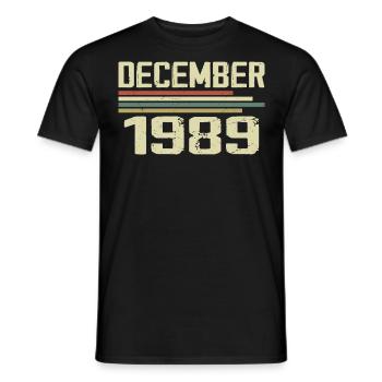 Décembre 1989 Vintage Vintage Rétro Anniversaire - T-shirt homme - noir - Devant - AI Model Male 178 light (178cm)