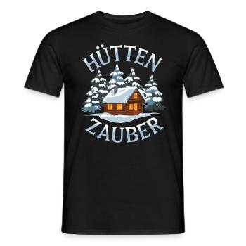 Hüttenzauber Hütte in den Bergen Berge Winter - Männer T-Shirt - Schwarz - Vorne - AI Model Male 178 light (178cm)