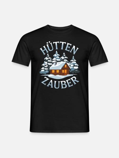Hüttenzauber Hütte in den Bergen Berge Winter - Männer T-Shirt - Schwarz