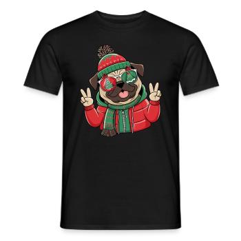Mops Weihnachten für Mopsbesitzer - Männer T-Shirt - Schwarz - Vorne - AI Model Male 178 light (178cm)