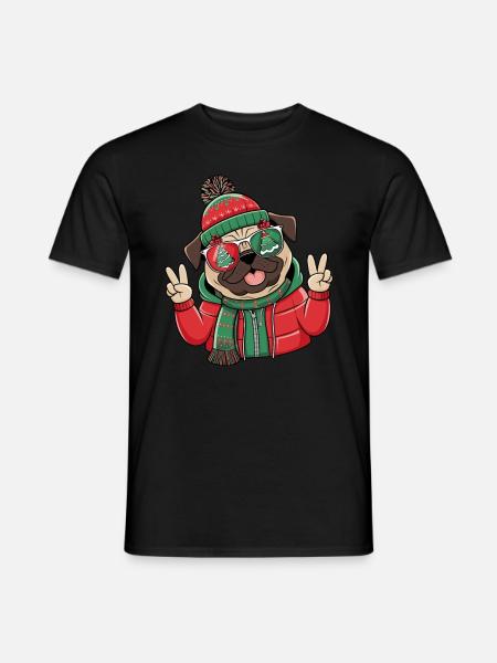 Mops Weihnachten für Mopsbesitzer - Männer T-Shirt - Schwarz