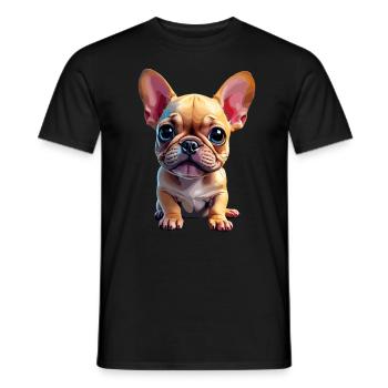 Französische Bulldogge Welpen - Männer T-Shirt - Schwarz - Vorne - AI Model Male 178 light (178cm)