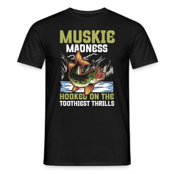 Muskie Madness Hooked on the Toothiest Thrills - Männer T-Shirt - Schwarz - Vorne - AI Model Male 178 light (178cm)