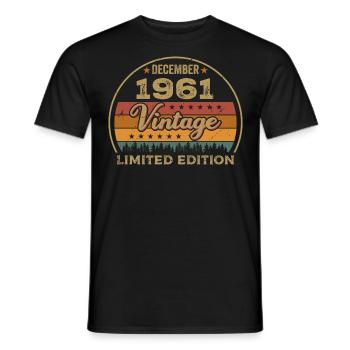 Birthday December 1961 Gift December 1961 - Men's T-Shirt - black - Front - AI Model Male 178 light (178cm)