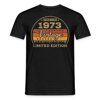 Birthday December 1973 Gift December 1973 - Men's T-Shirt - black - Front - AI Model Male 178 light (178cm)