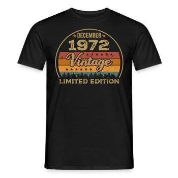 Anniversaire Décembre 1972 Cadeau Décembre 1972 - T-shirt homme - noir - Devant - AI Model Male 178 light (178cm)