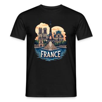 Paris Eiffelturm Bonjour Souvenirs - Männer T-Shirt - Schwarz - Vorne - AI Model Male 178 light (178cm)