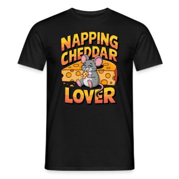 Napping Cheddar Lover für einen Käseliebhaber - Männer T-Shirt - Schwarz - Vorne - AI Model Male 178 light (178cm)