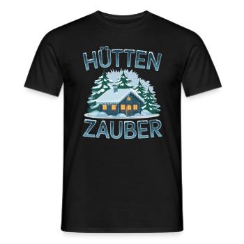 Hüttenzauber Hütte in den Bergen Berge Winter - Männer T-Shirt - Schwarz - Vorne - AI Model Male 178 light (178cm)