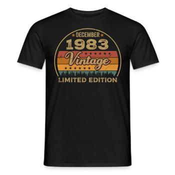 Anniversaire Décembre 1983 Cadeau Décembre 1983 - T-shirt homme - noir - Devant - AI Model Male 178 light (178cm)