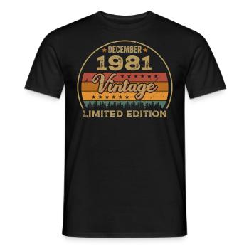 Anniversaire Décembre 1981 Cadeau Décembre 1981 - T-shirt homme - noir - Devant - AI Model Male 178 light (178cm)