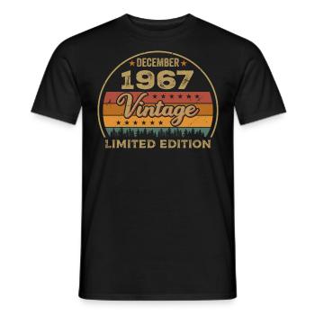 Birthday December 1967 Gift December 1967 - Men's T-Shirt - black - Front - AI Model Male 178 light (178cm)