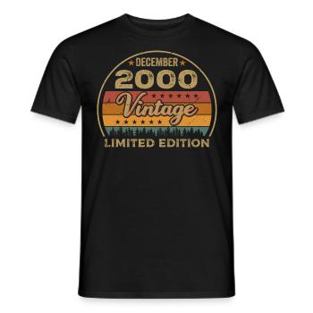 Birthday December 2000 Gift December 2000 - Men's T-Shirt - black - Front - AI Model Male 178 light (178cm)