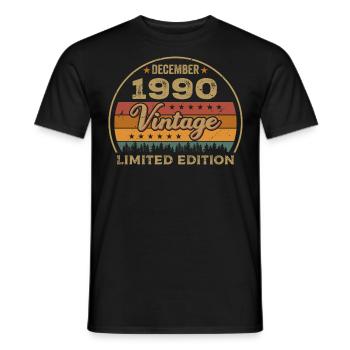 Anniversaire Décembre 1990 Cadeau Décembre 1990 - T-shirt homme - noir - Devant - AI Model Male 178 light (178cm)