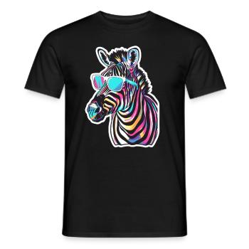 Lustiges Zebra mit Sonnenbrille für einen Zebra - Männer T-Shirt - Schwarz - Vorne - AI Model Male 178 light (178cm)