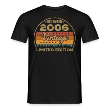 Birthday December 2006 Gift December 2006 - Men's T-Shirt - black - Front - AI Model Male 178 light (178cm)