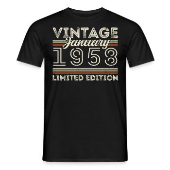 Januar 1958 Jahrgang 1958 - Geburtstag Januar 1958 - Männer T-Shirt - Schwarz - Vorne - AI Model Male 178 light (178cm)